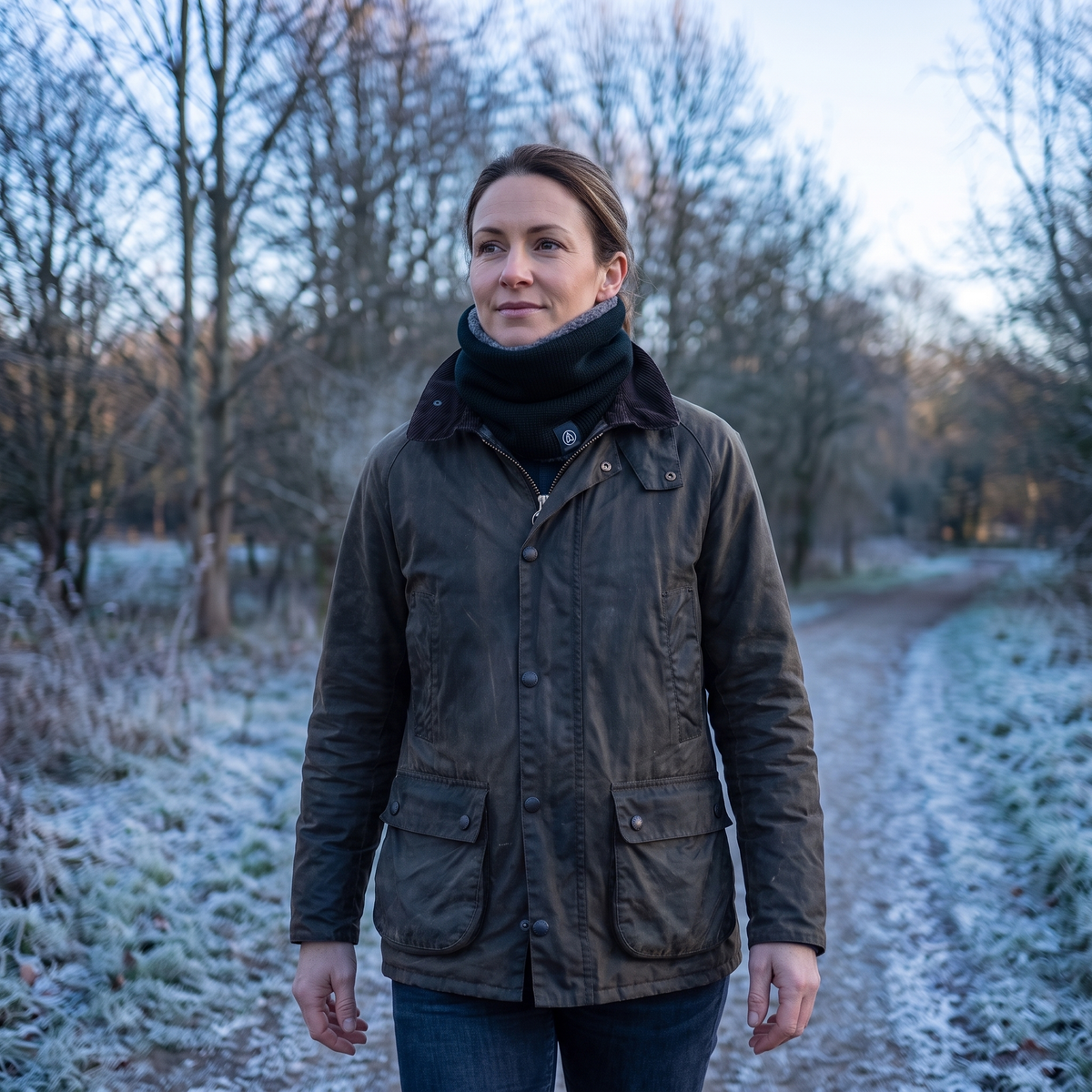 Fleece-Lined Neck Gaiter - Worn by a Woman Outdoors