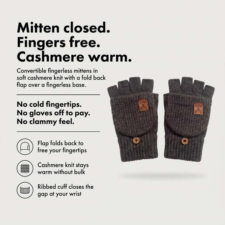 Fingerless Gloves - Convertible Mittens with Fold Back Flap - key benefits