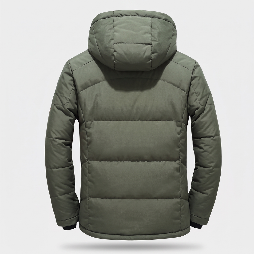 Men's Puffer Jacket in Green - back view
