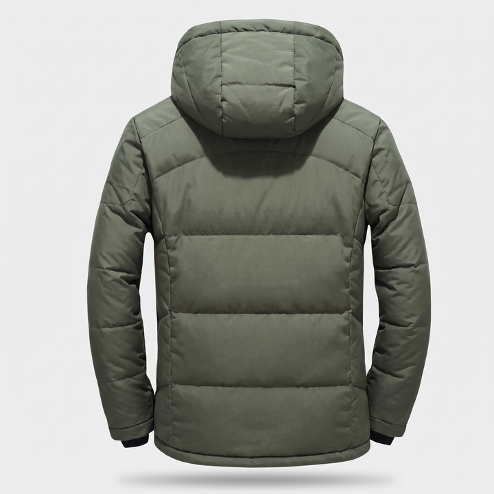 Men's Puffer Jacket in Green - back view