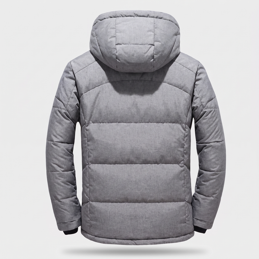 Men's Puffer Jacket in Grey - back view