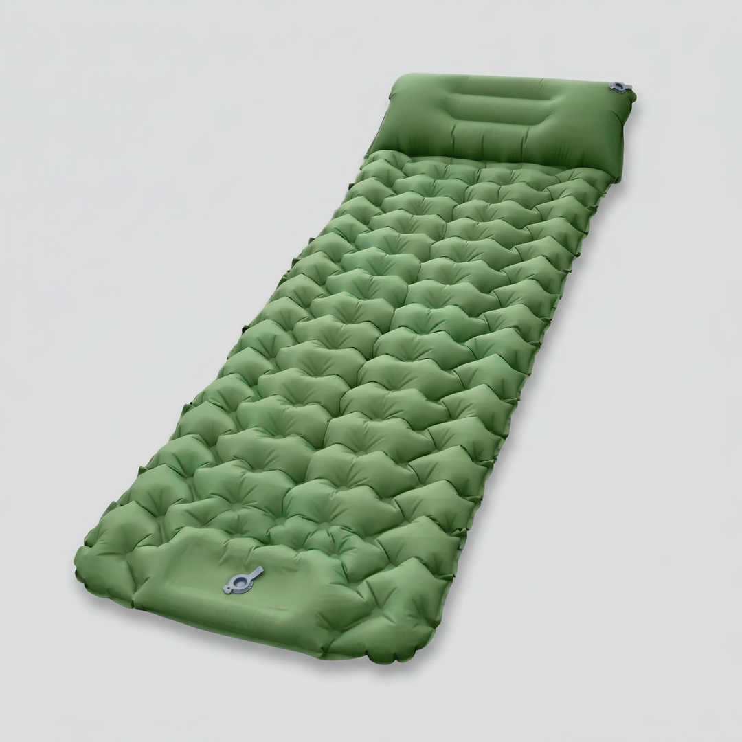 Camping Air Mattress with Built-In Foot Pump & Pillow – Inflatable Sleeping Pad