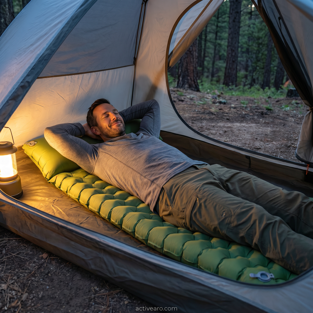 Camping Air Mattress with Built-In Foot Pump & Pillow – Inflatable Sleeping Pad