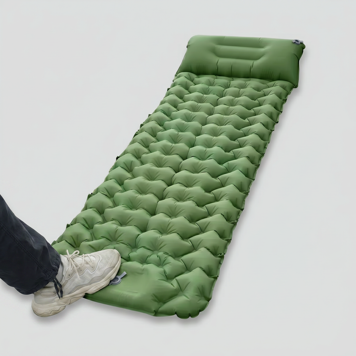 Camping Air Mattress with Built-In Foot Pump & Pillow – Inflatable Sleeping Pad