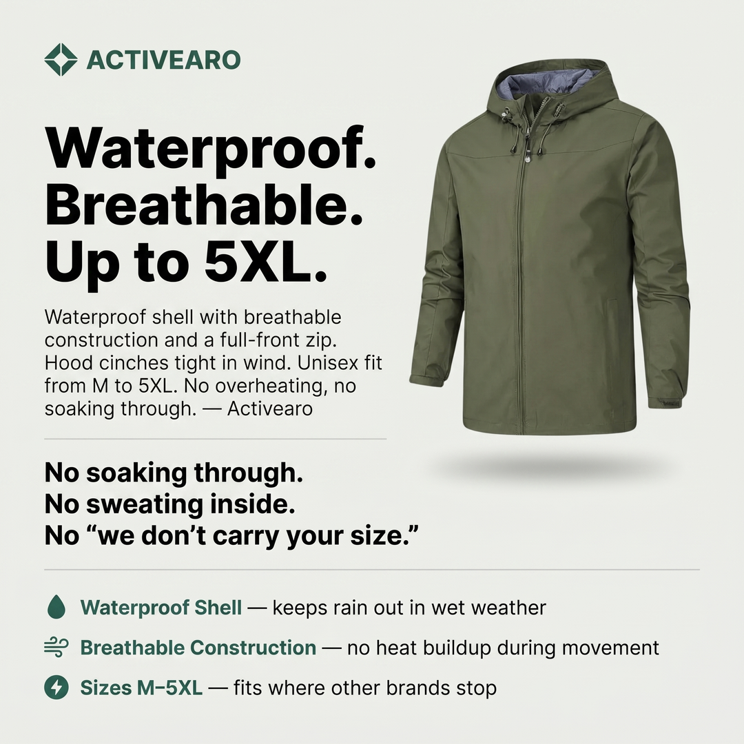 Waterproof Breathable Rain Jacket – Lightweight Outdoor Performance (Unisex)