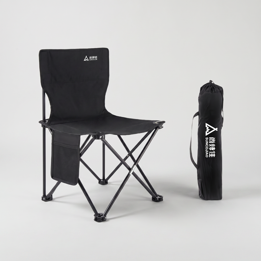 Portable Folding Chair with Backrest – Steel-Frame Outdoor Chair for Fishing and Camping