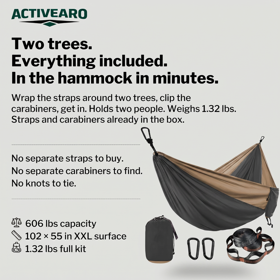 Double Parachute Hammock with Tree Straps – Camping Hammock for Backpacking