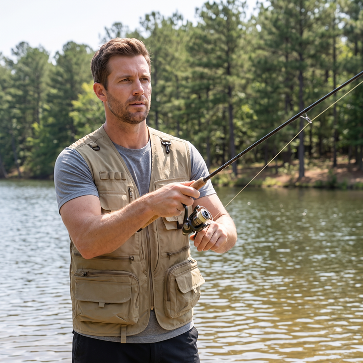 Men’s Multi-Pocket Outdoor Vest – Quick-Dry Mesh for Active Use