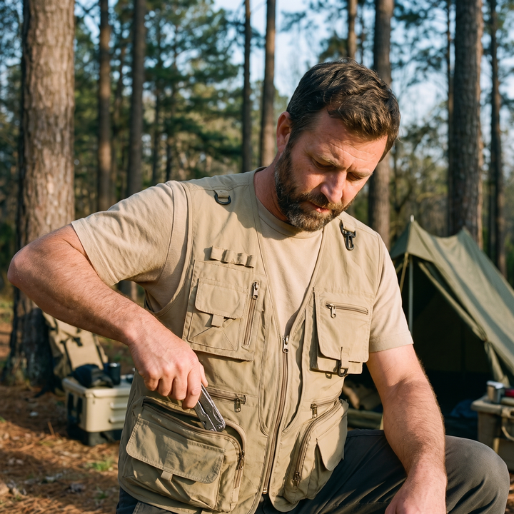 Men’s Multi-Pocket Outdoor Vest – Quick-Dry Mesh for Active Use