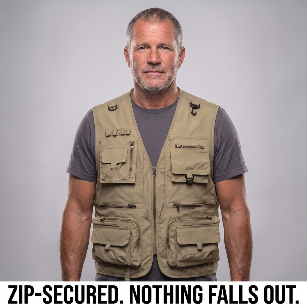 Men’s Multi-Pocket Outdoor Vest – Quick-Dry Mesh for Active Use