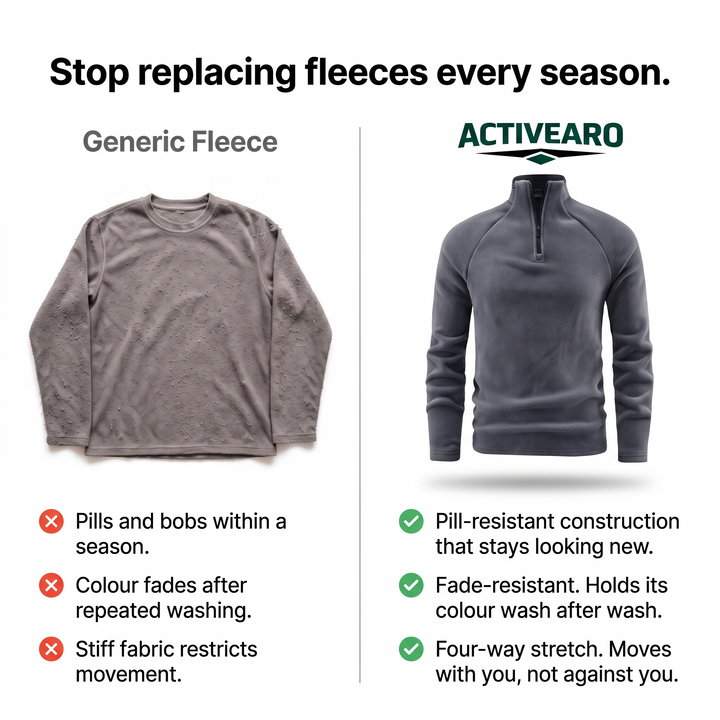 Men’s Quarter-Zip Fleece Pullover – Lightweight Outdoor Fleece Jumper for Hiking & Camping