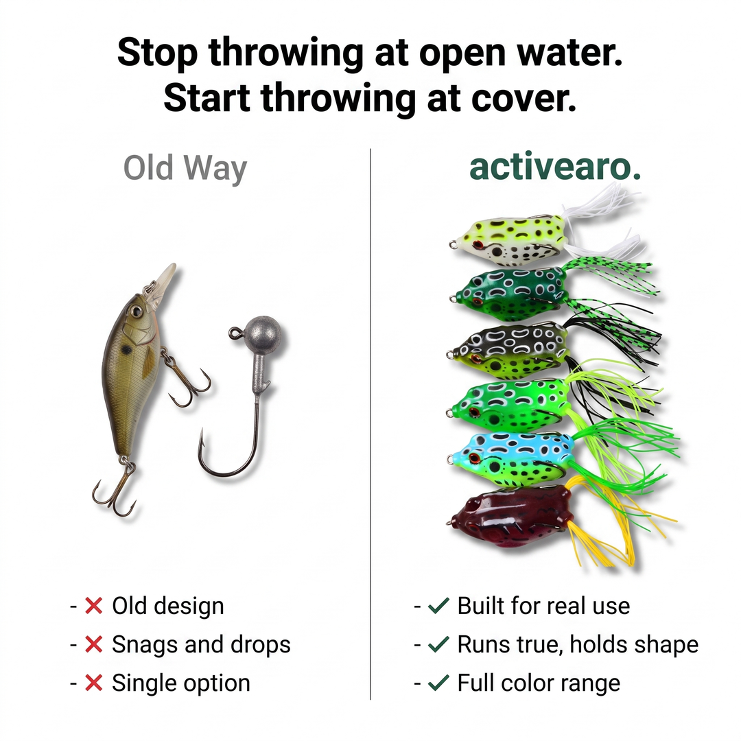 Activearo Topwater Frog Lures - old way vs activearo comparison v2