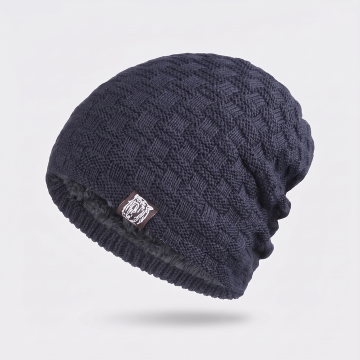 Men's fleece lined slouchy beanie in Navy