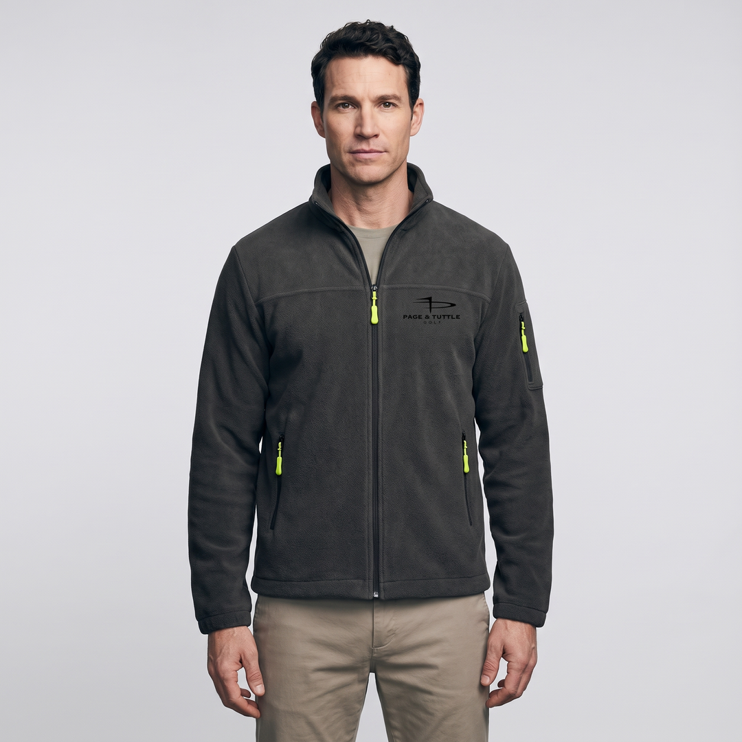 Men's fleece jacket in Black, front view