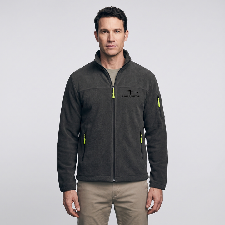 Men's fleece jacket in Black, front view