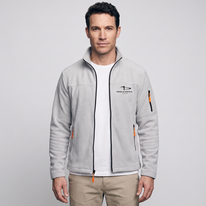Men's fleece jacket in Light Gray, front view