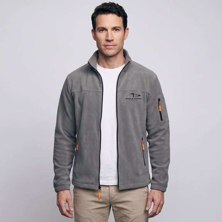 Men's fleece jacket in Dark Gray, front view