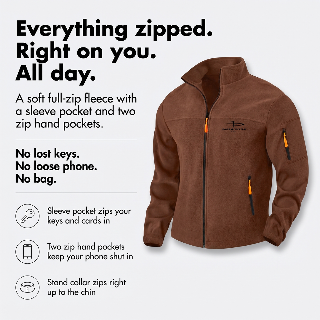 Fleece jacket with a sleeve pocket and two zip hand pockets