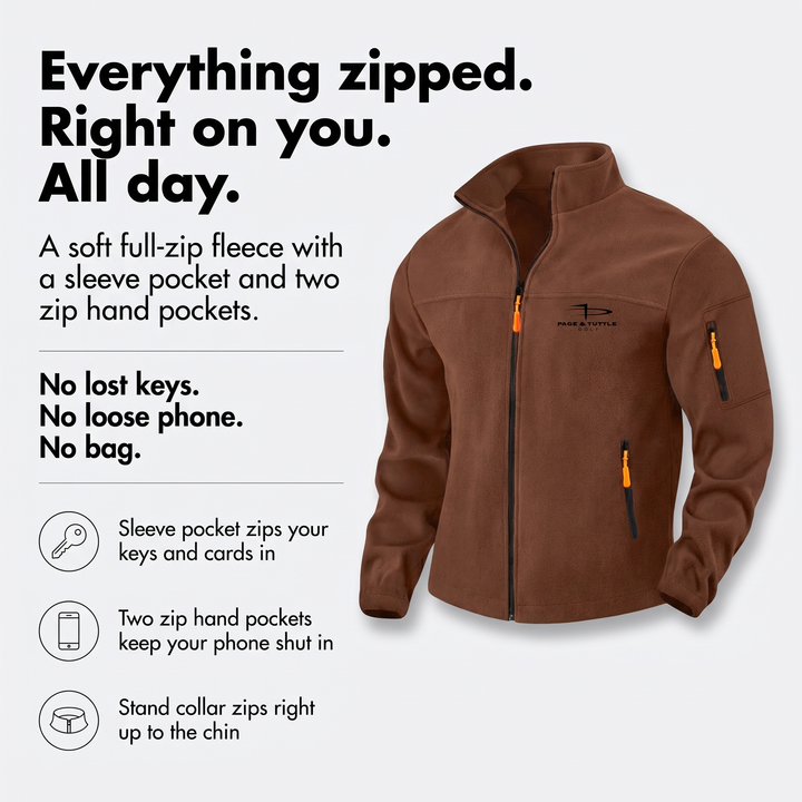 Fleece jacket with a sleeve pocket and two zip hand pockets