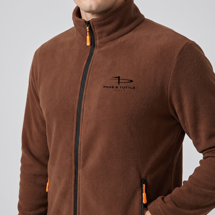 Stand collar, front zip and zip hand pocket detail