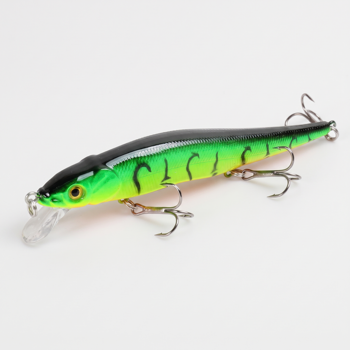 Sinking minnow jerkbait fishing lure in Chartreuse Tiger