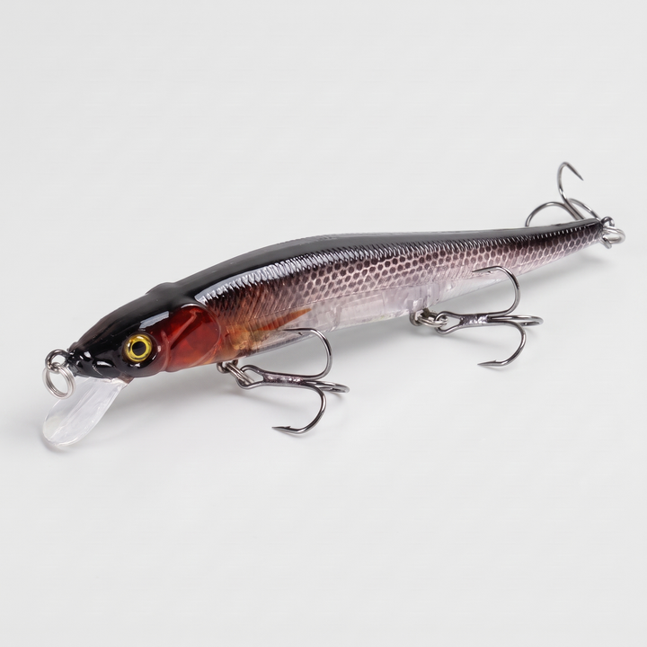 Sinking minnow jerkbait fishing lure in Midnight Shad