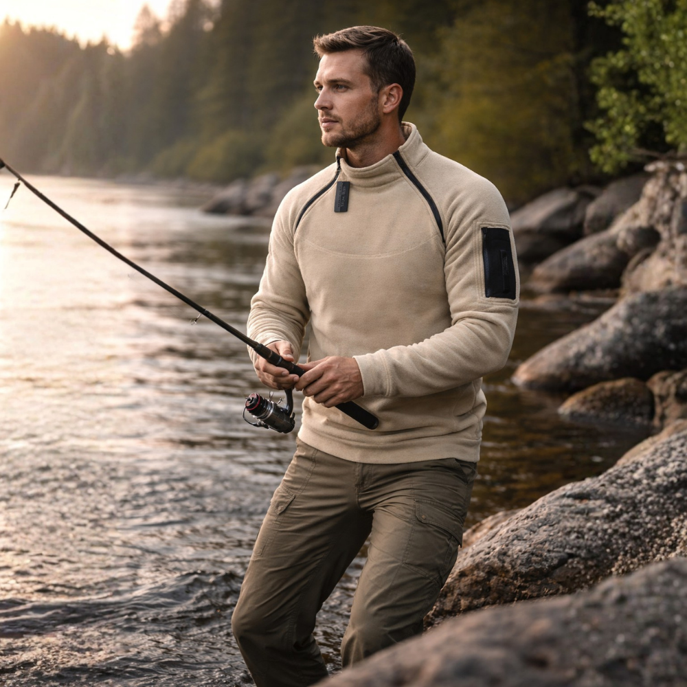 Men’s Warm Fleece Pullover – Breathable Layer for Outdoor Use
