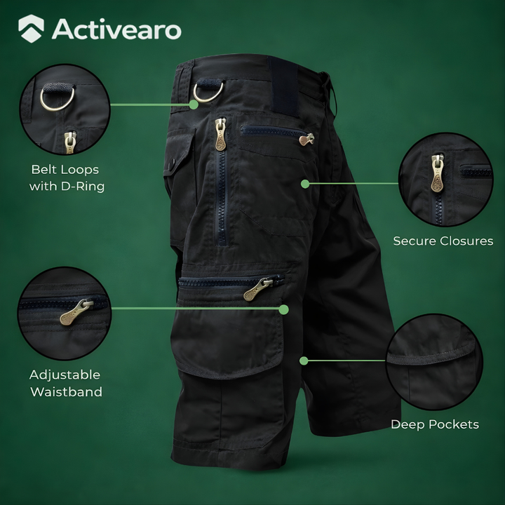 Men’s Breathable Cotton Cargo Shorts – Multi-Pocket Outdoor Wear