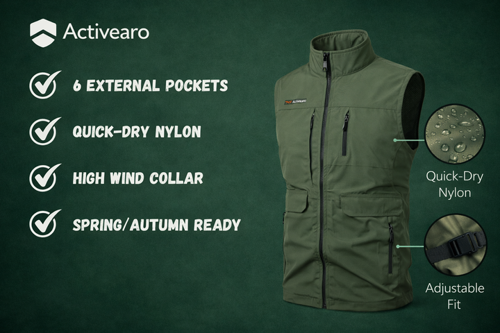 Lightweight Multi-Pocket Outdoor Gilet – Quick-Dry Layer for Active Use