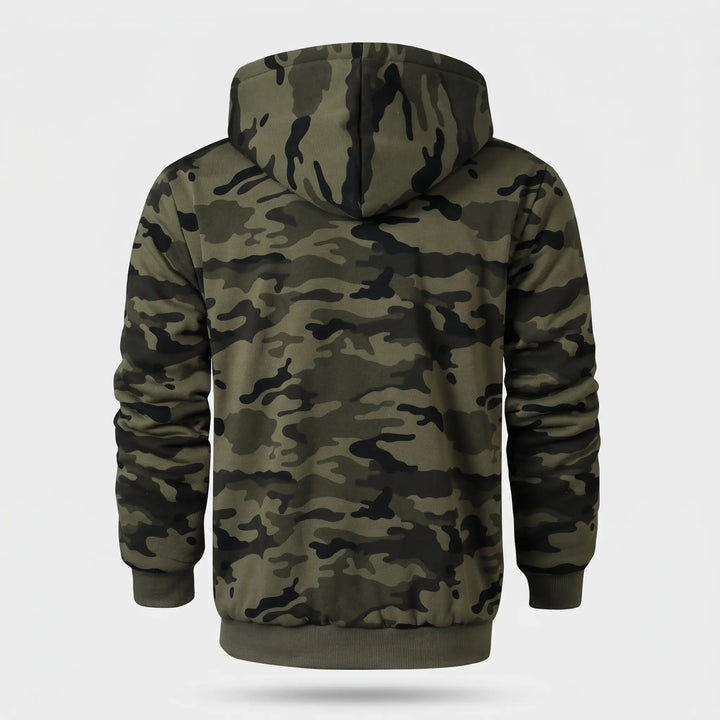 Men's camo hoodie back view