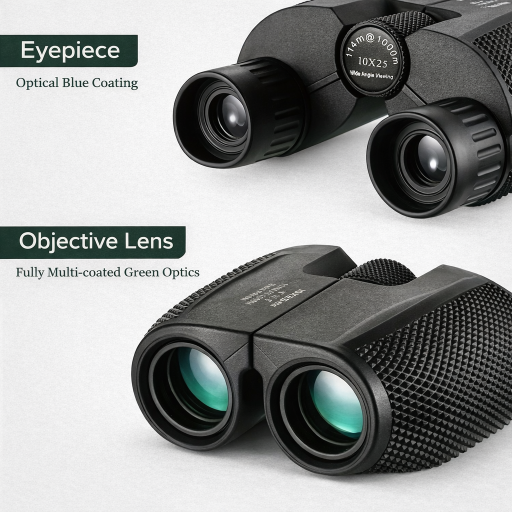Compact binoculars – 10x magnification with 25 mm objective lenses for outdoor observation