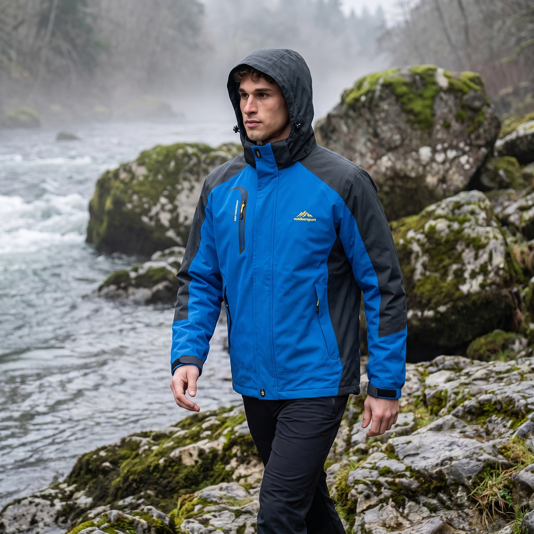 Men's Rain Jacket - Blue - Outdoor