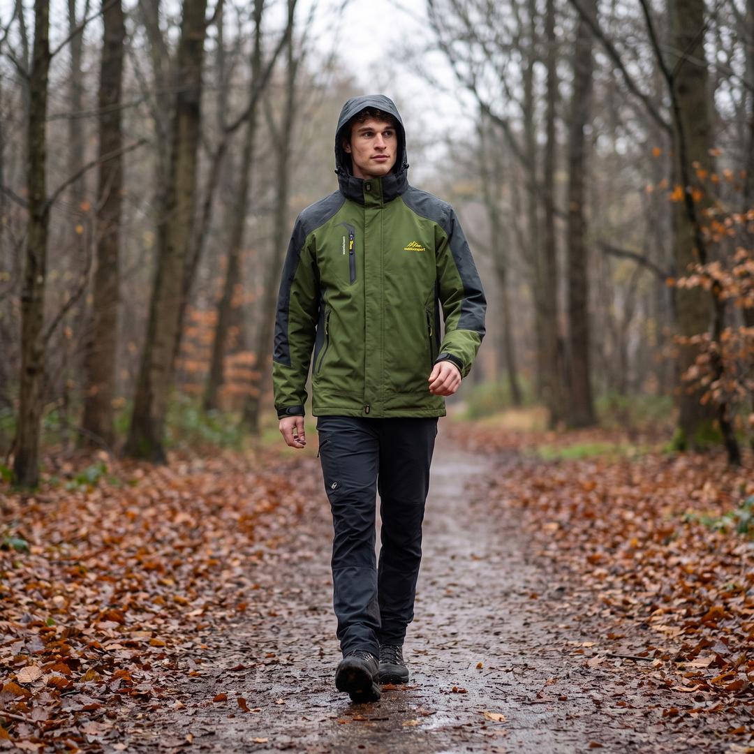 Men's Rain Jacket - Green - Outdoor