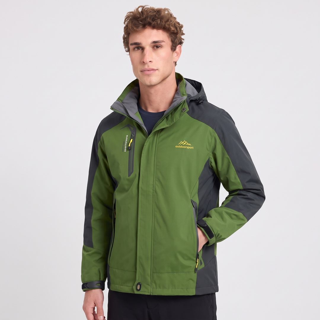 Men's Rain Jacket - Green - Model Studio