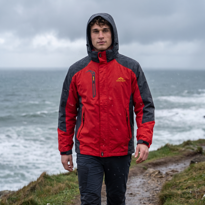 Men's Rain Jacket - Red - Outdoor