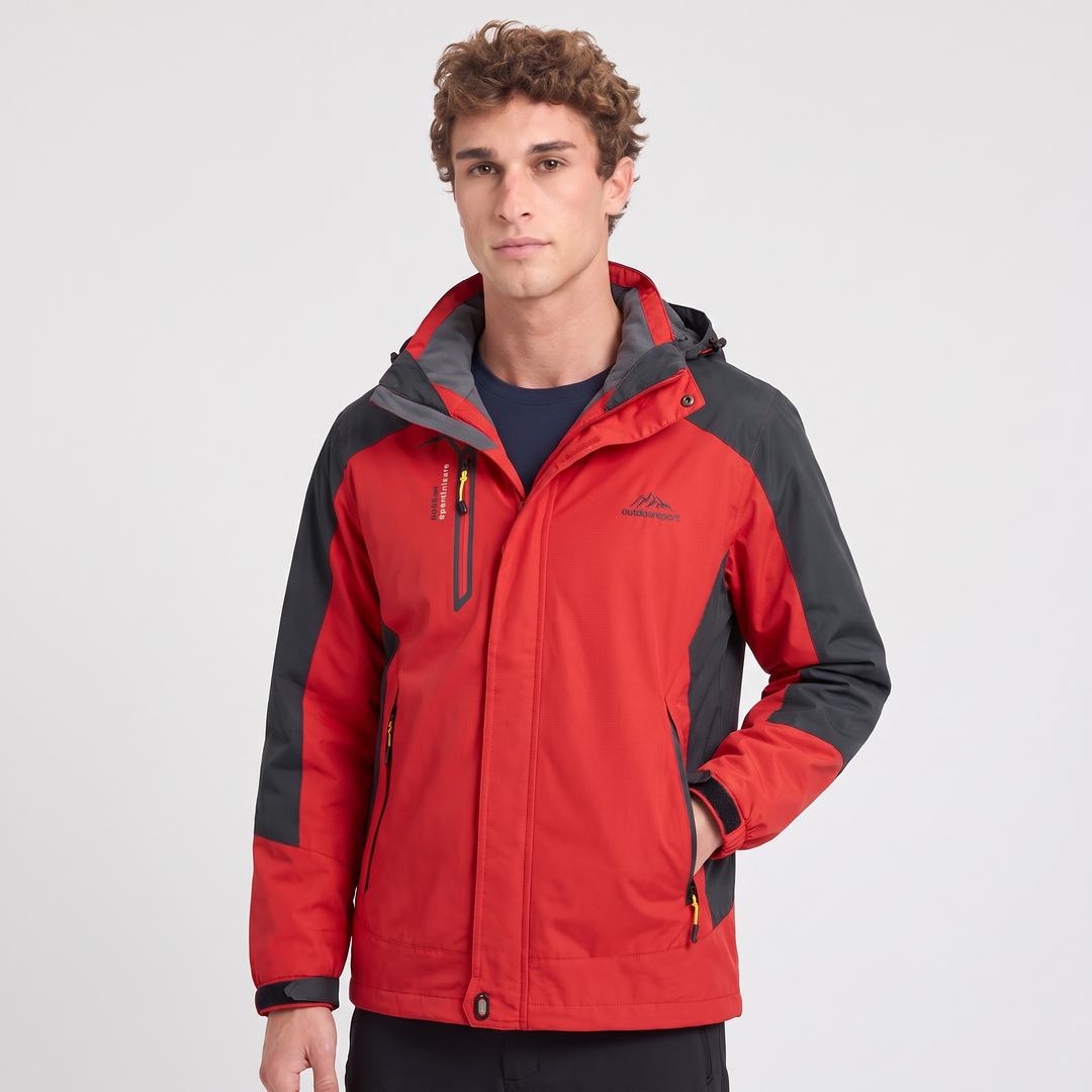 Men's Rain Jacket - Red - Model Studio