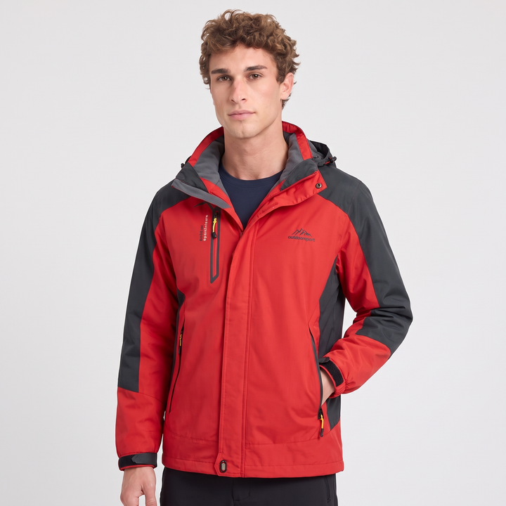 Men's Rain Jacket - Red - Model Studio