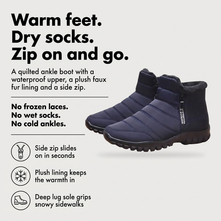 Men's winter boots with waterproof upper, plush lining and side zip