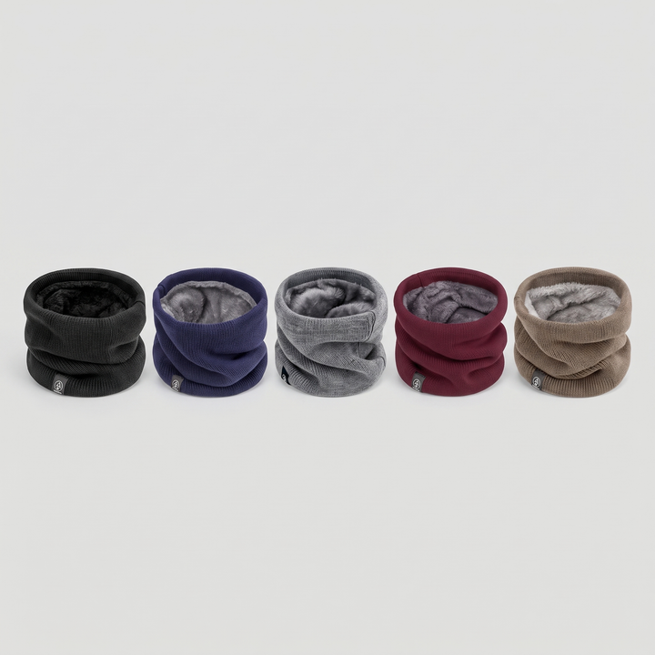 Knit neck gaiter in Black, Navy Blue, Gray, Wine Red and Khaki