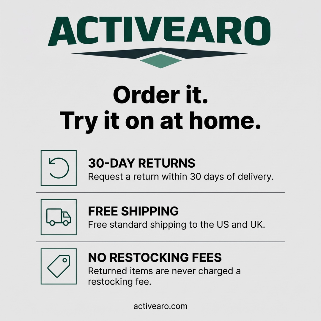 30-day returns, free shipping, no restocking fees