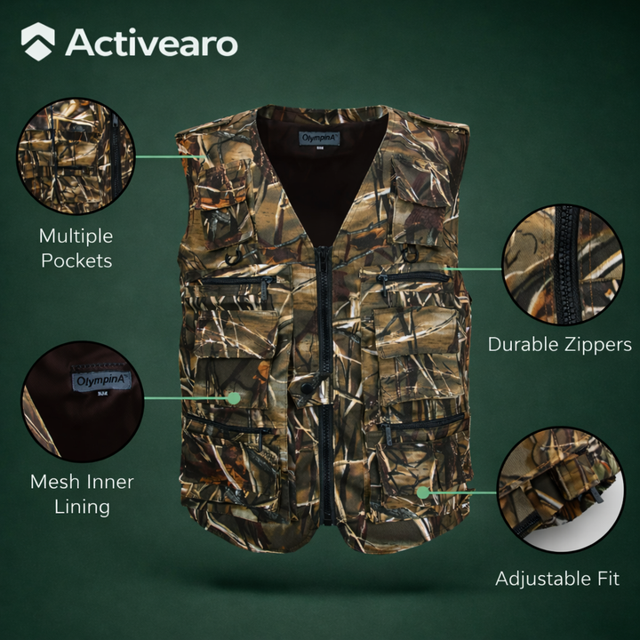 Men’s Camouflage Outdoor Vest – Multi Pocket Utility Design