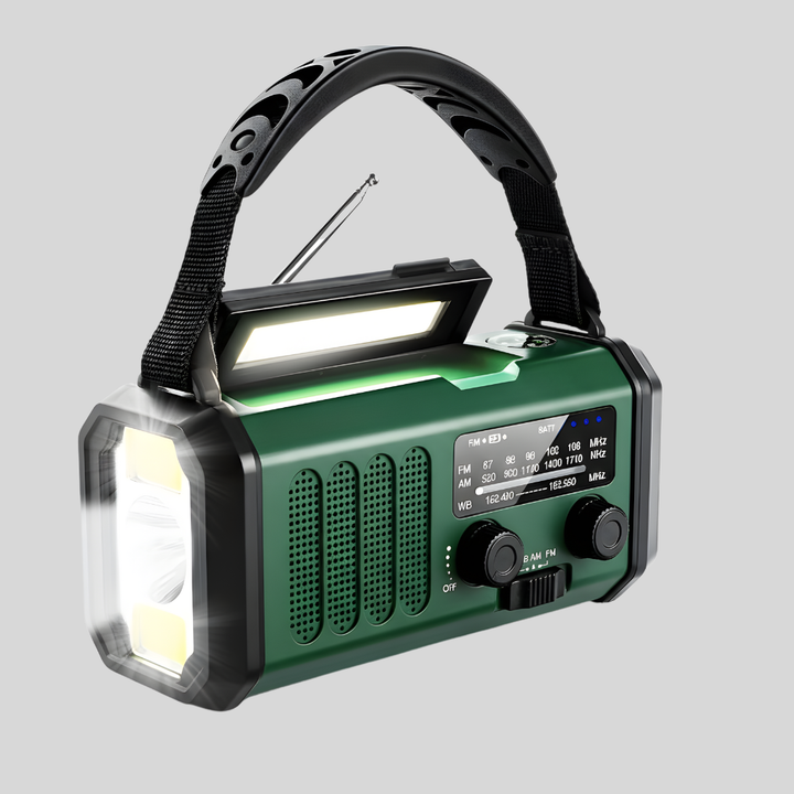 Emergency Radio with Solar & Hand Crank – 10000 mAh Power Bank