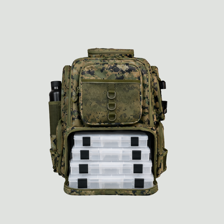 Large Capacity Fishing Tackle Backpack with Rod Holder – Multi-Compartment Outdoor Pack