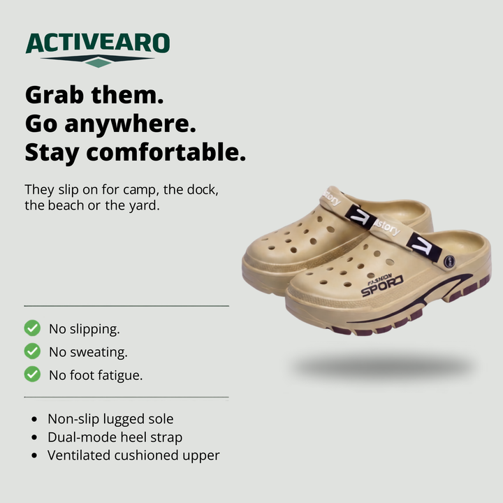 Men's slide sandals with adjustable heel strap and non-slip lugged sole