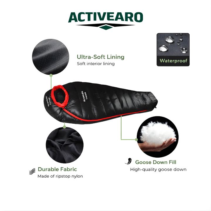 Down Sleeping Bag – All-Season Lightweight Ripstop Bag for Outdoor Camping
