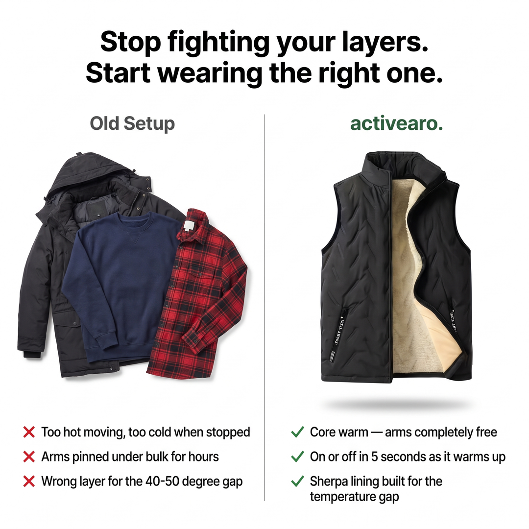 Men's Fleece Vest - vs Ordinary Vest Comparison - Activearo