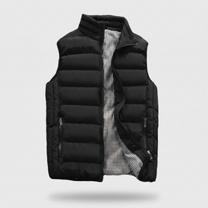 Men's Puffer Vest - Black - Front View