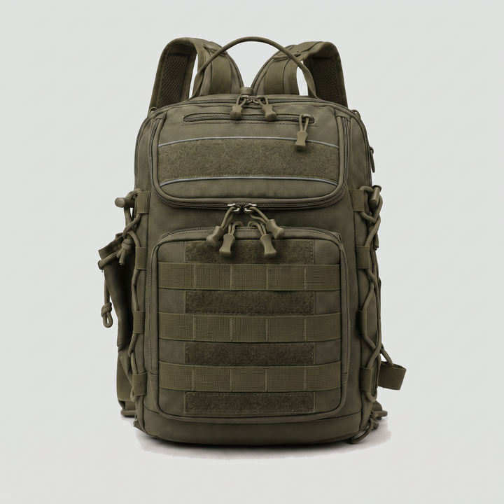 Convertible fishing sling backpack in green camouflage