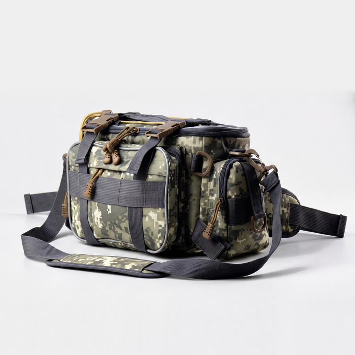 Activearo fishing tackle bag in Digital Camo, three quarter front view