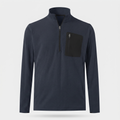 Men's Textured Fleece Quarter Zip Pullover – Zip-Pocket Stand-Collar Sweater for Layering